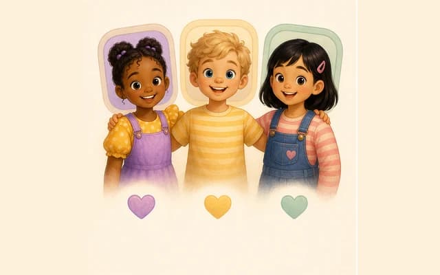 Happy child profile illustrations